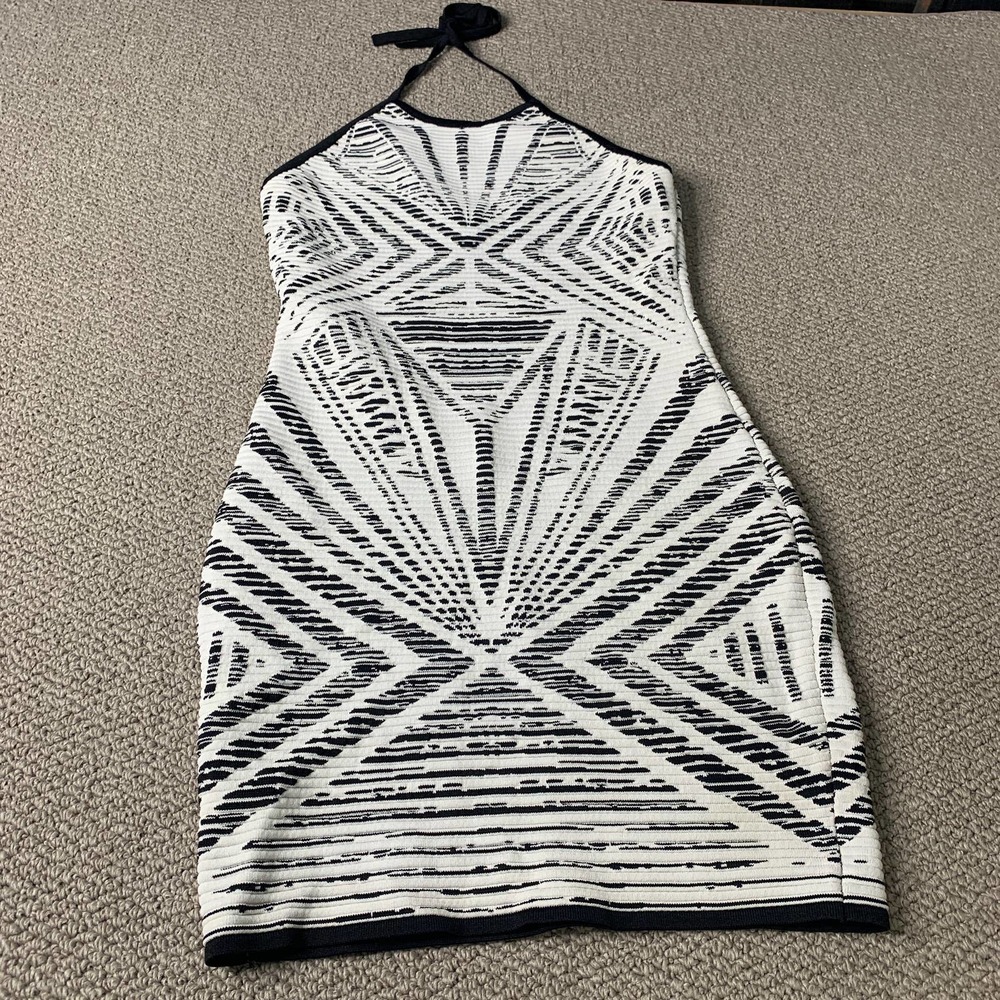 World Of Women Couture‎ Womens Dress Size Medium Black White Geometric Sheath